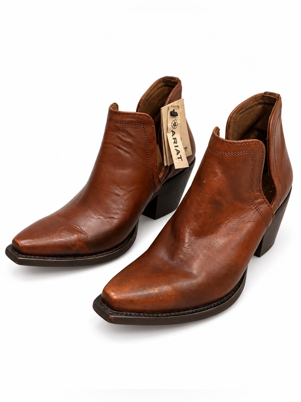 Ariat Women’s Brown Leather Boots | Western Ankle Booties Pointed Toe Size 7.5